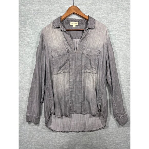 Cloth & Stone Womens Top L Long Sleeve Gray Popover Shirt - Picture 1 of 7
